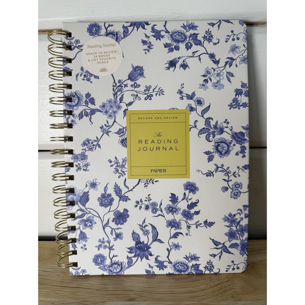 PAPIER READING JOURNAL TOILE BLUE B5 HARDCOVER SPIRAL BOUND 24 BOOK